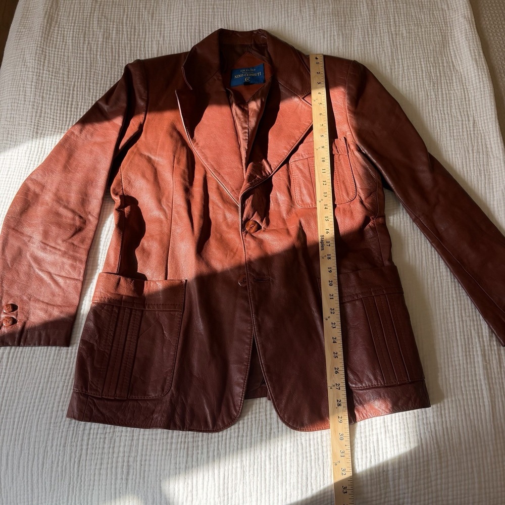 VTG Rue Royale Nino Cerruti Mens Leather Jacket 44R Rust/Brown Fall Old Money - Picture 4 of 7